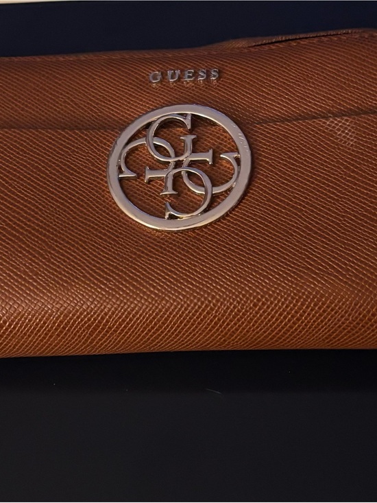 Guess Handbags - GUESS Brown Saffiano Wallet with Silver Logo Emblem